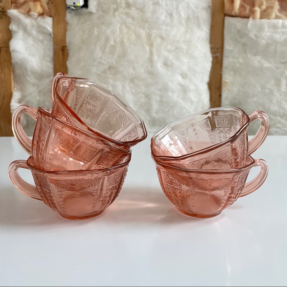 Pink Princess Depression Glass Cups